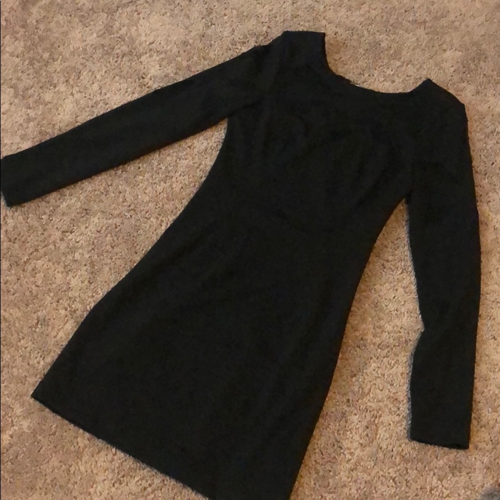Black bodycon dress with mesh inset